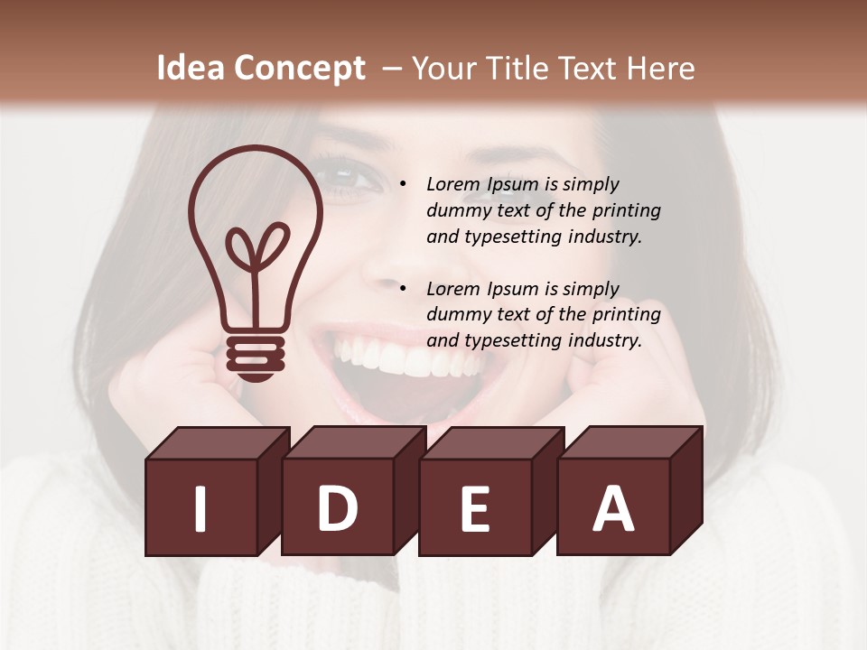 A Woman Smiling With Her Hands On Her Face PowerPoint Template