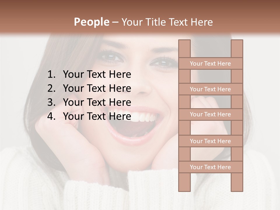 A Woman Smiling With Her Hands On Her Face PowerPoint Template