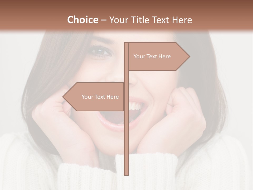 A Woman Smiling With Her Hands On Her Face PowerPoint Template
