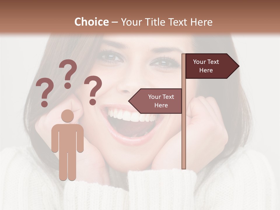A Woman Smiling With Her Hands On Her Face PowerPoint Template