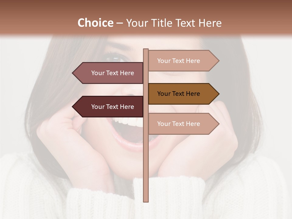 A Woman Smiling With Her Hands On Her Face PowerPoint Template