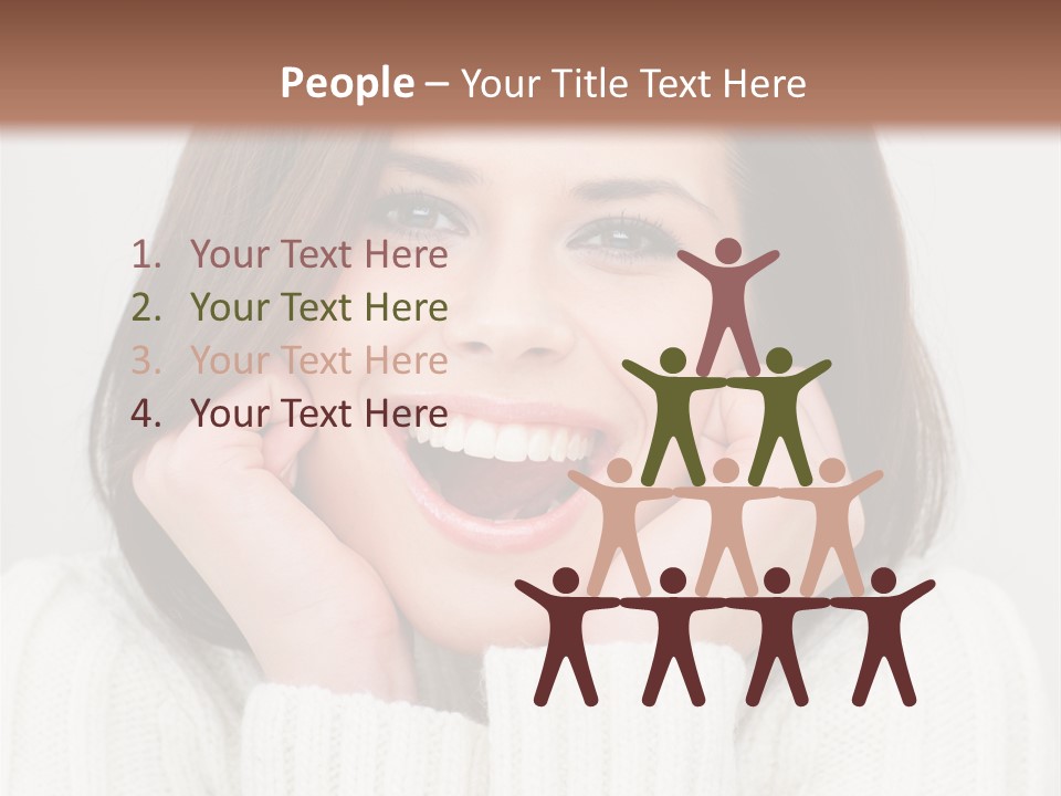 A Woman Smiling With Her Hands On Her Face PowerPoint Template