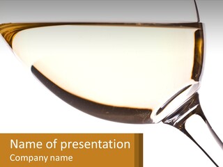 A Glass Of White Wine On A White Background PowerPoint Template