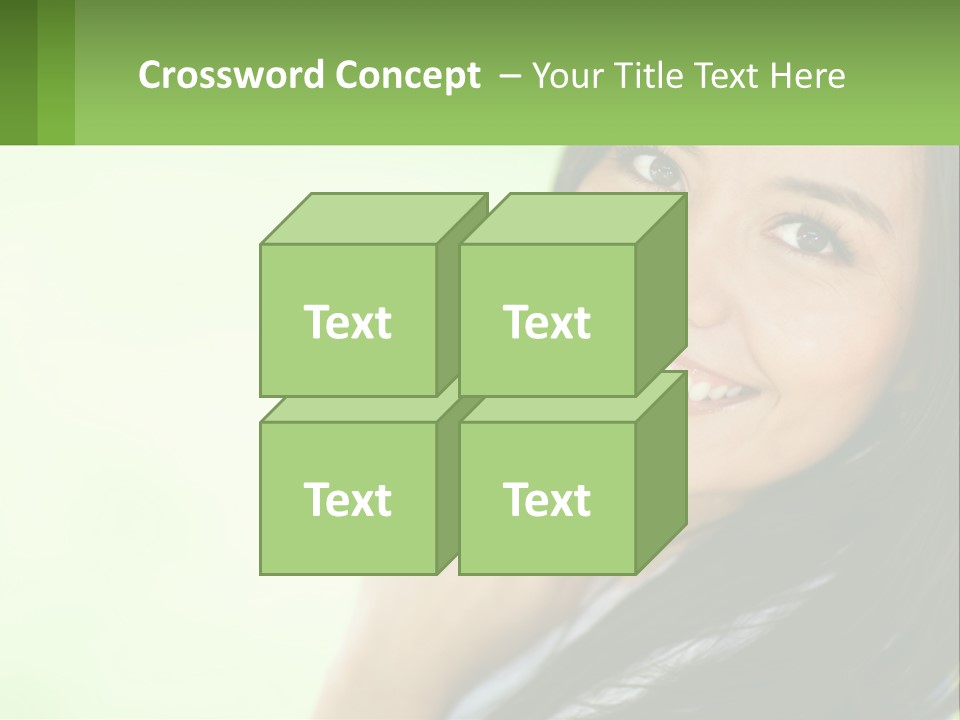 A Woman Smiling With Her Hand On Her Chin PowerPoint Template