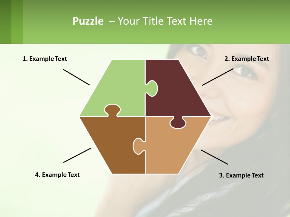 A Woman Smiling With Her Hand On Her Chin PowerPoint Template