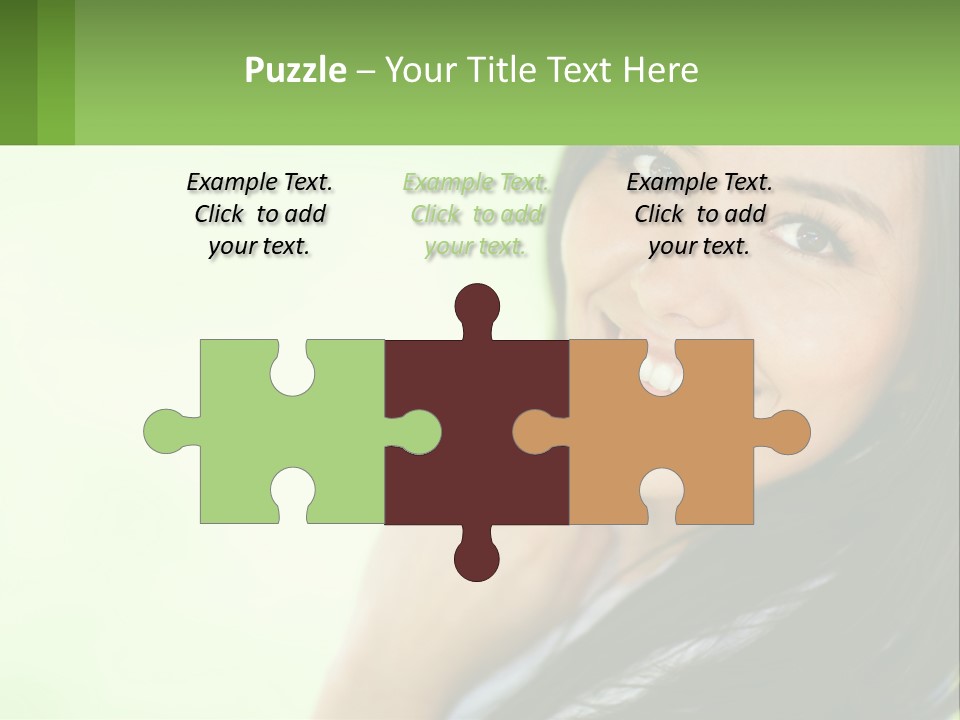 A Woman Smiling With Her Hand On Her Chin PowerPoint Template