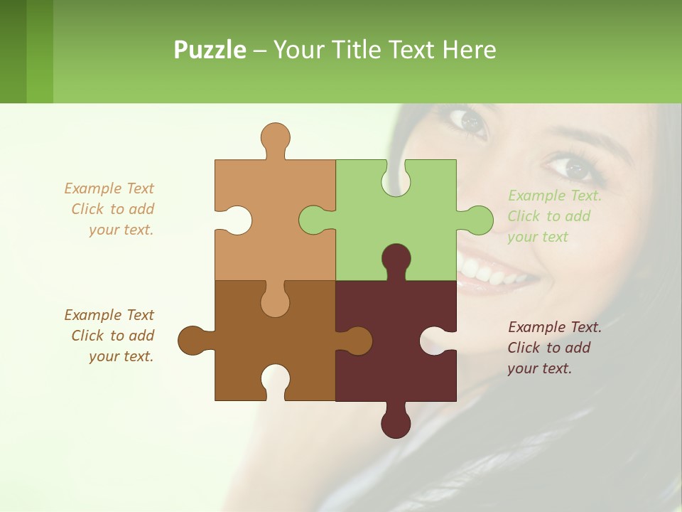 A Woman Smiling With Her Hand On Her Chin PowerPoint Template