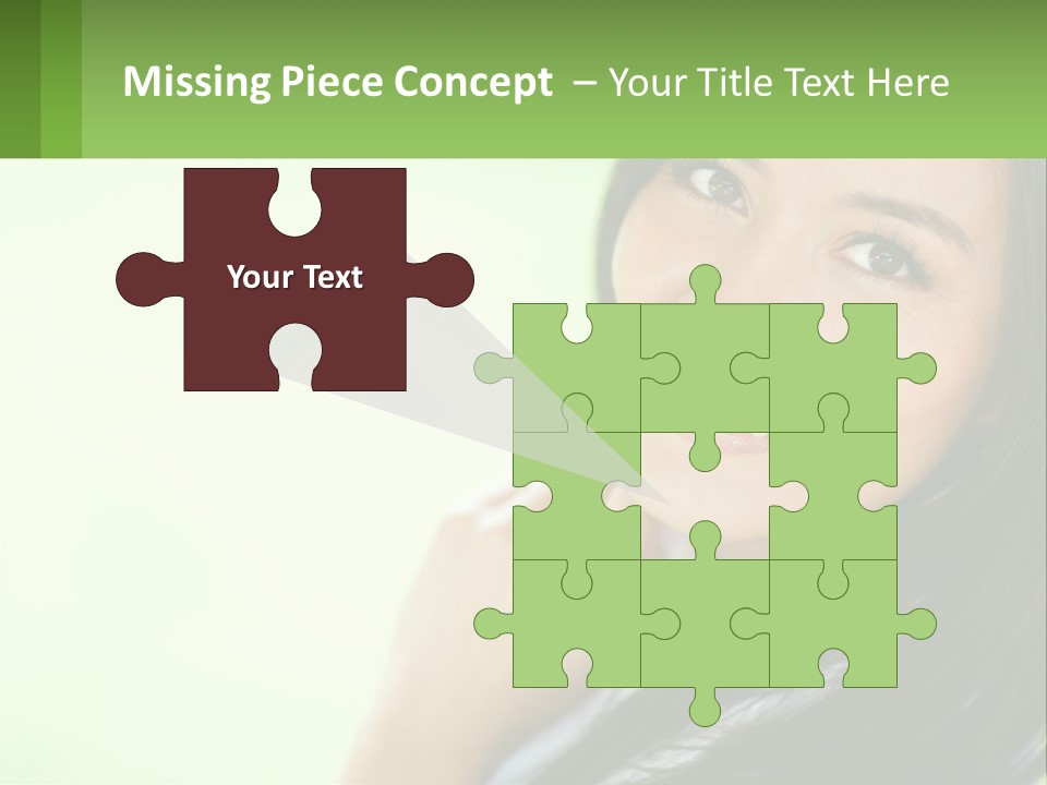 A Woman Smiling With Her Hand On Her Chin PowerPoint Template