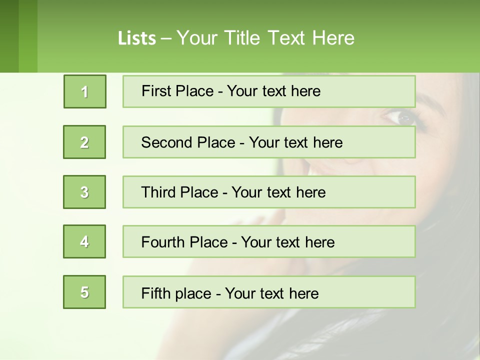 A Woman Smiling With Her Hand On Her Chin PowerPoint Template