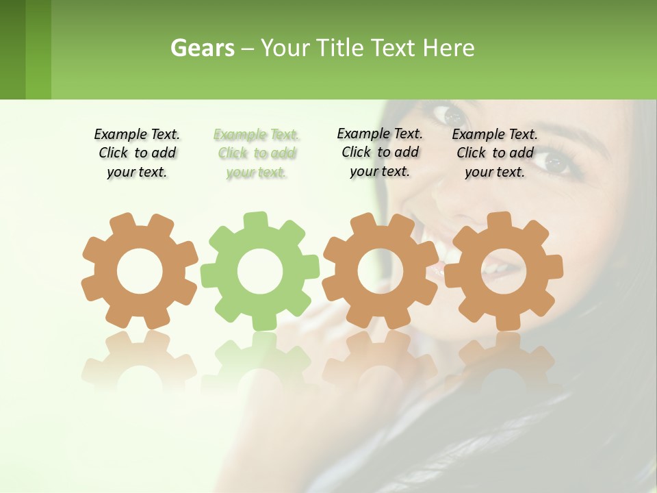 A Woman Smiling With Her Hand On Her Chin PowerPoint Template