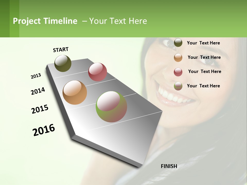 A Woman Smiling With Her Hand On Her Chin PowerPoint Template