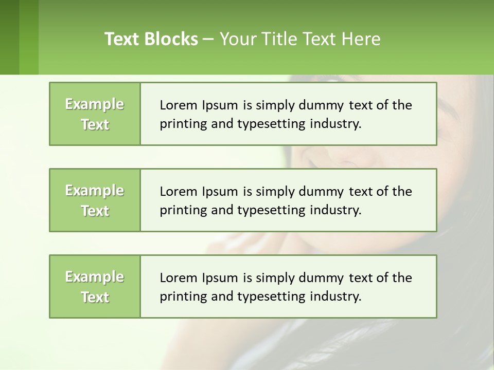 A Woman Smiling With Her Hand On Her Chin PowerPoint Template