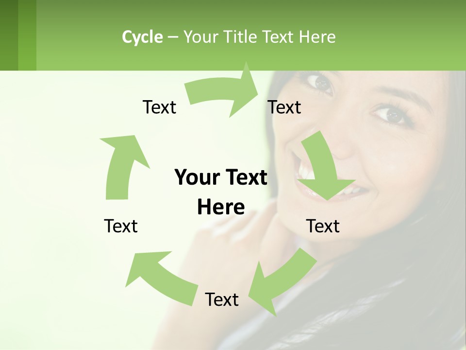 A Woman Smiling With Her Hand On Her Chin PowerPoint Template