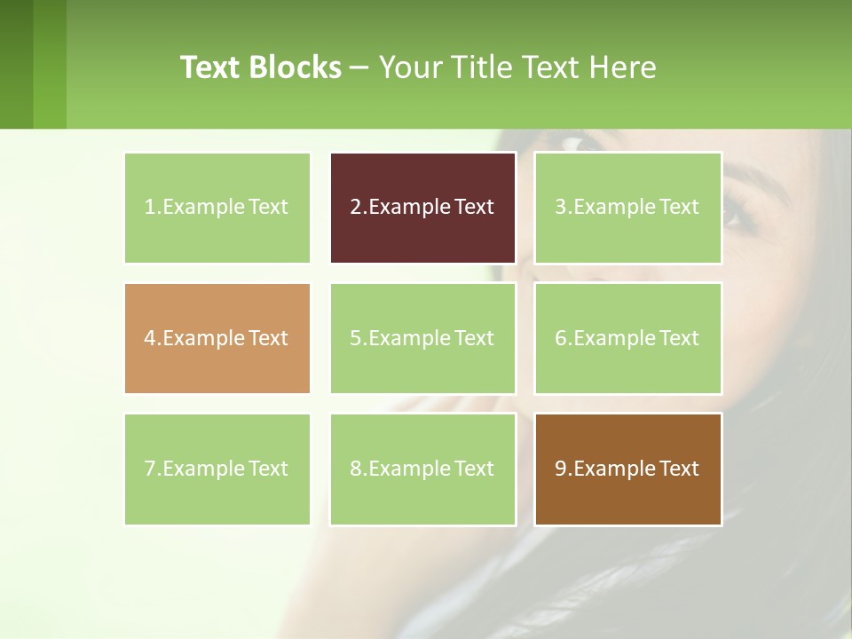 A Woman Smiling With Her Hand On Her Chin PowerPoint Template