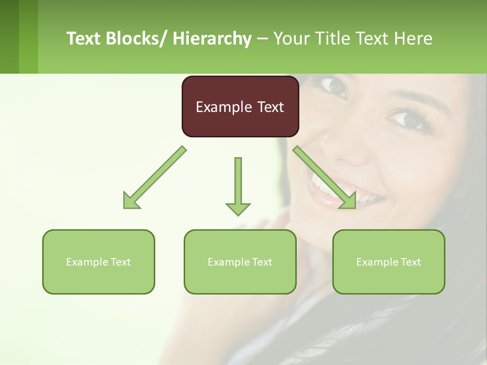 A Woman Smiling With Her Hand On Her Chin PowerPoint Template