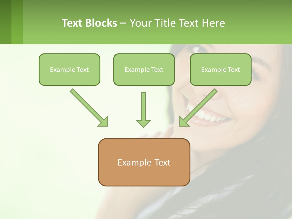 A Woman Smiling With Her Hand On Her Chin PowerPoint Template