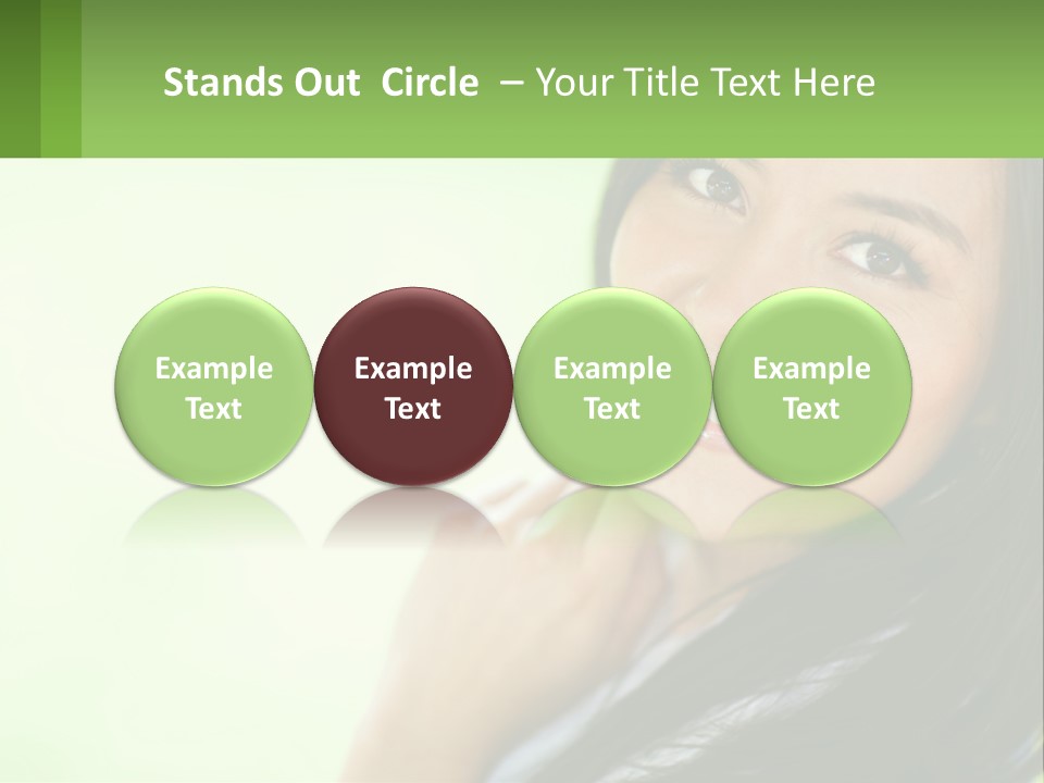 A Woman Smiling With Her Hand On Her Chin PowerPoint Template