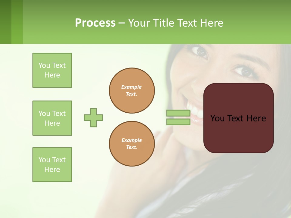 A Woman Smiling With Her Hand On Her Chin PowerPoint Template