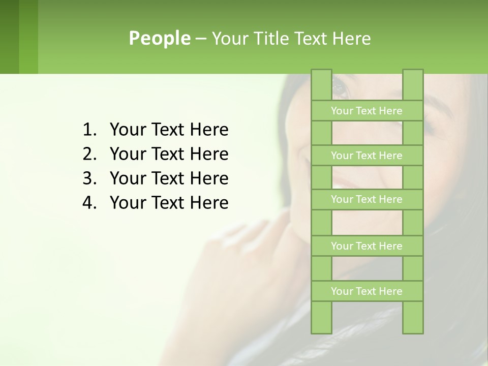 A Woman Smiling With Her Hand On Her Chin PowerPoint Template
