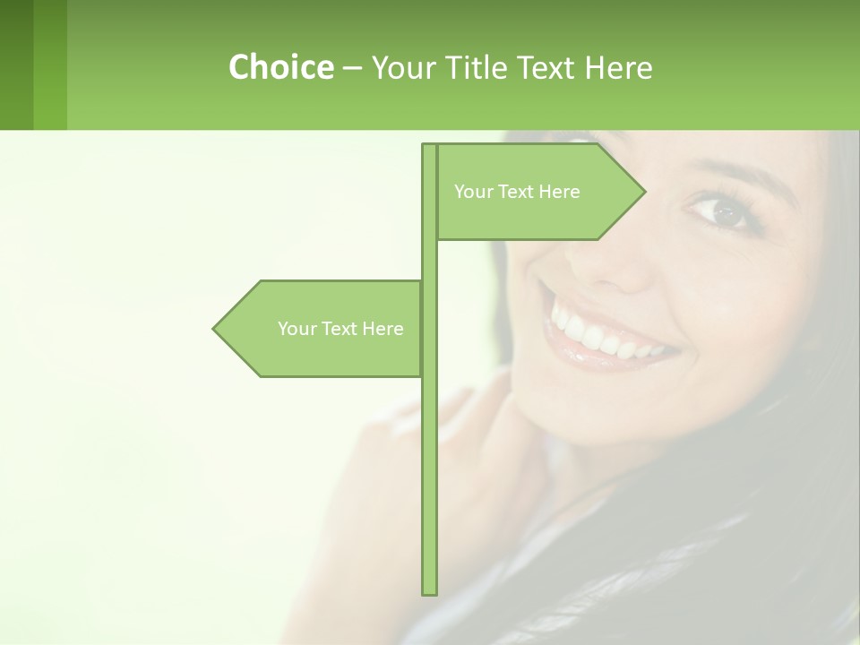A Woman Smiling With Her Hand On Her Chin PowerPoint Template