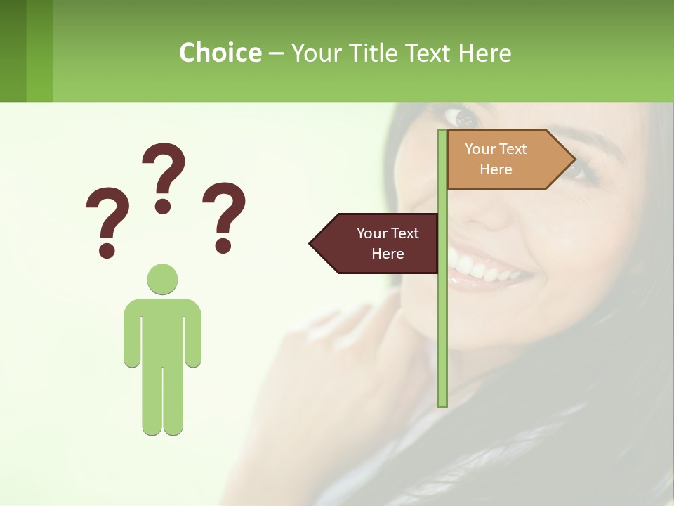 A Woman Smiling With Her Hand On Her Chin PowerPoint Template