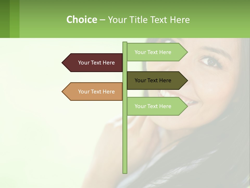 A Woman Smiling With Her Hand On Her Chin PowerPoint Template