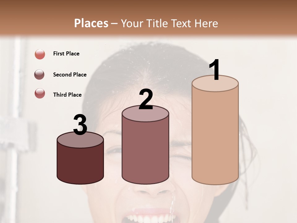 A Woman Taking A Shower With Her Mouth Open PowerPoint Template