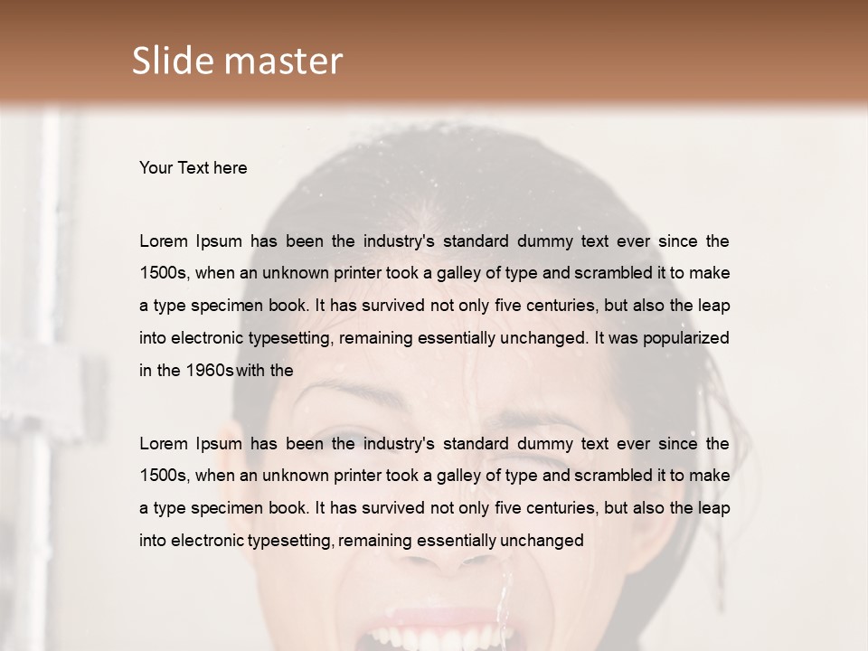 A Woman Taking A Shower With Her Mouth Open PowerPoint Template