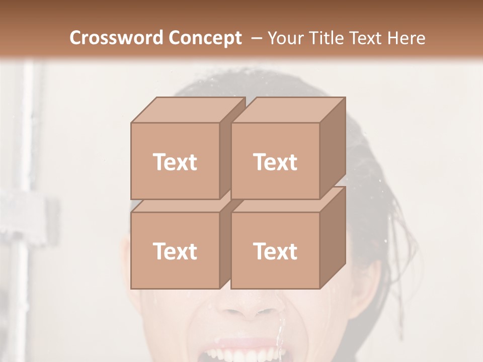 A Woman Taking A Shower With Her Mouth Open PowerPoint Template
