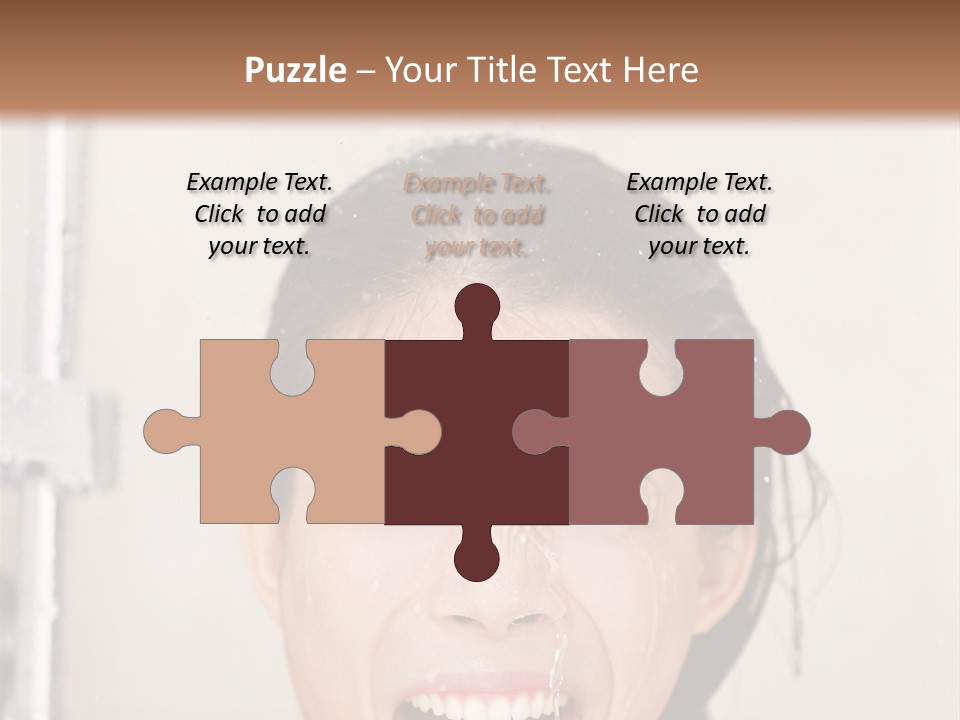 A Woman Taking A Shower With Her Mouth Open PowerPoint Template