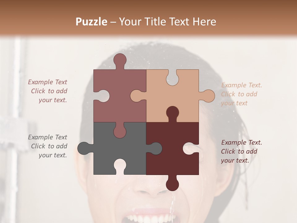 A Woman Taking A Shower With Her Mouth Open PowerPoint Template