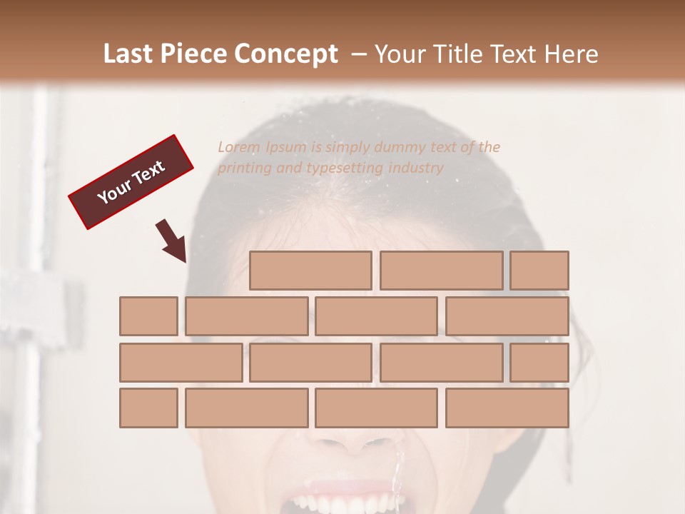 A Woman Taking A Shower With Her Mouth Open PowerPoint Template
