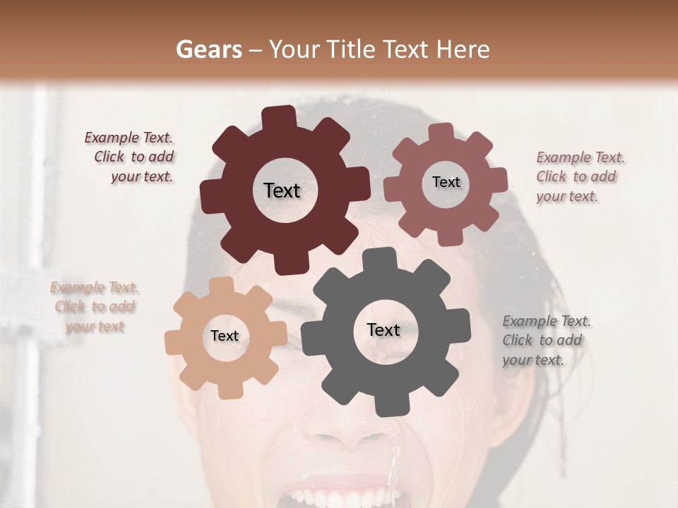 A Woman Taking A Shower With Her Mouth Open PowerPoint Template