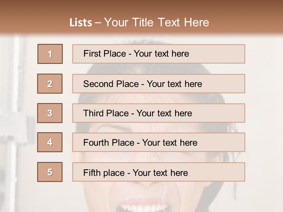 A Woman Taking A Shower With Her Mouth Open PowerPoint Template