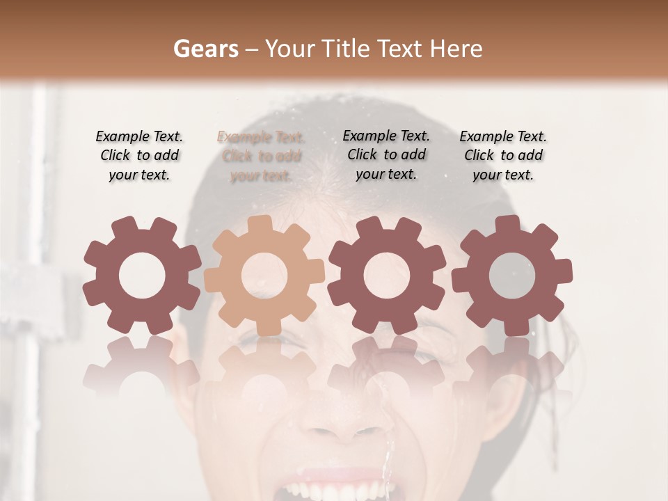 A Woman Taking A Shower With Her Mouth Open PowerPoint Template