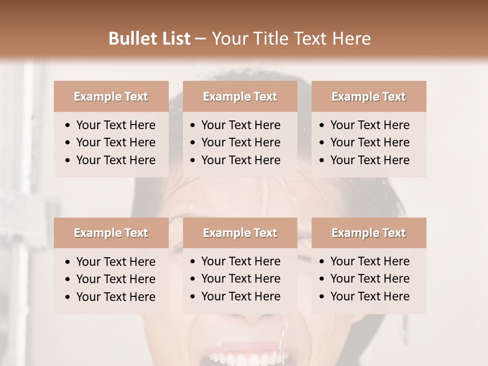 A Woman Taking A Shower With Her Mouth Open PowerPoint Template