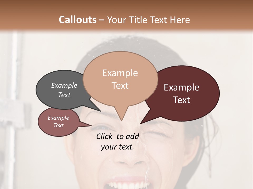A Woman Taking A Shower With Her Mouth Open PowerPoint Template