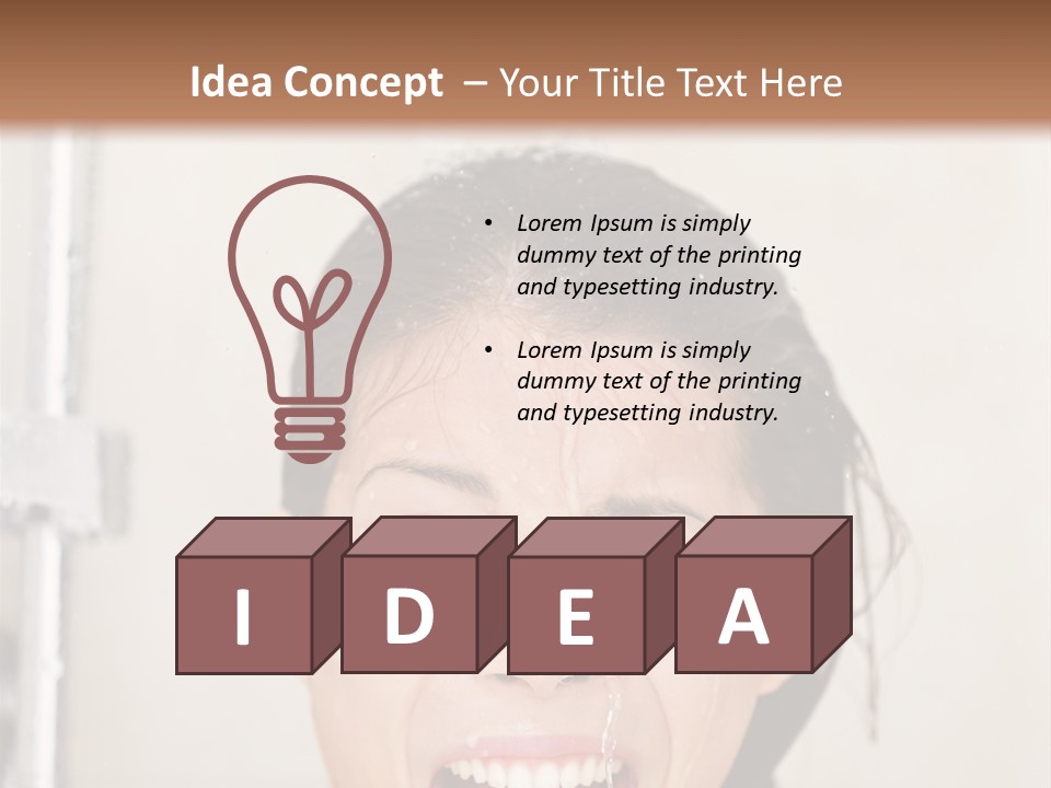 A Woman Taking A Shower With Her Mouth Open PowerPoint Template