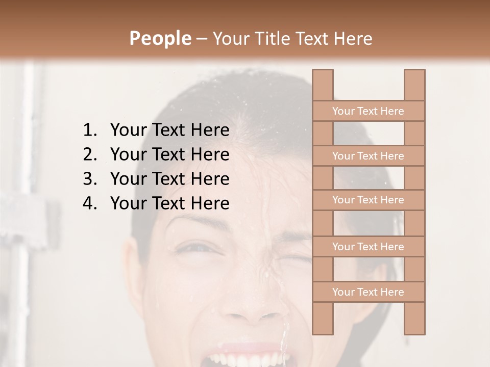 A Woman Taking A Shower With Her Mouth Open PowerPoint Template