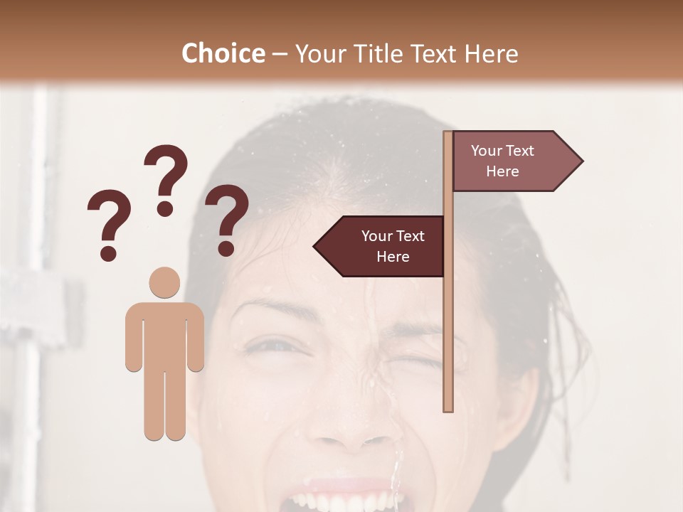 A Woman Taking A Shower With Her Mouth Open PowerPoint Template