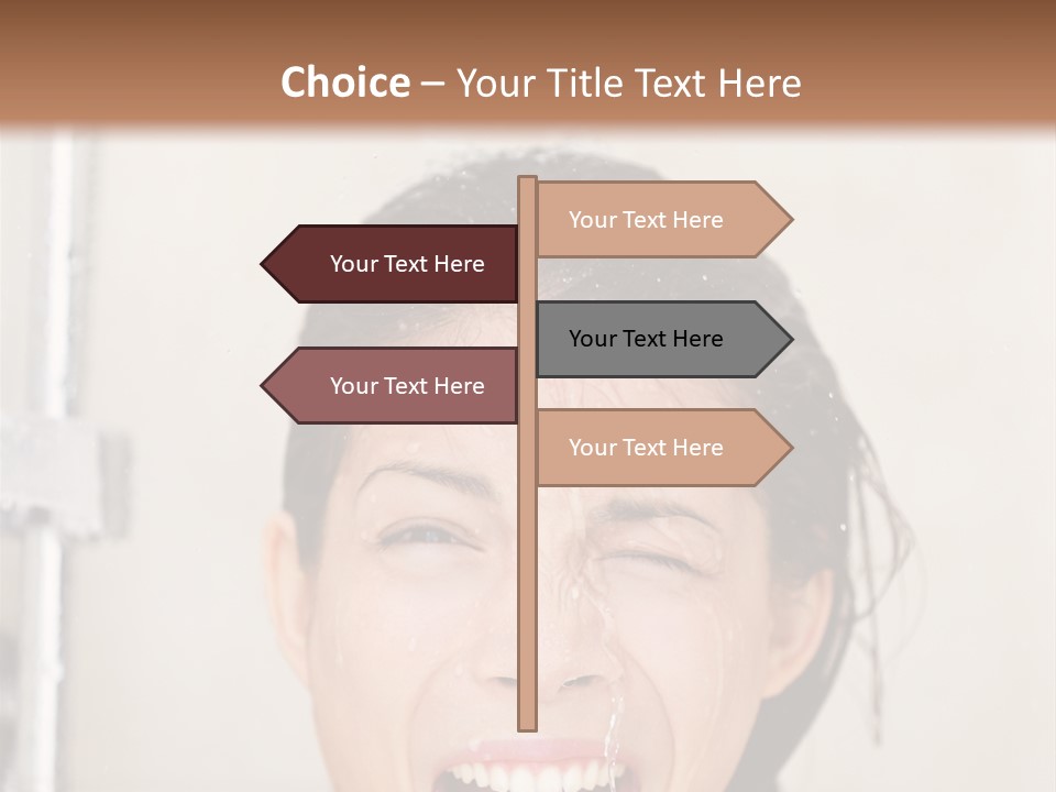 A Woman Taking A Shower With Her Mouth Open PowerPoint Template
