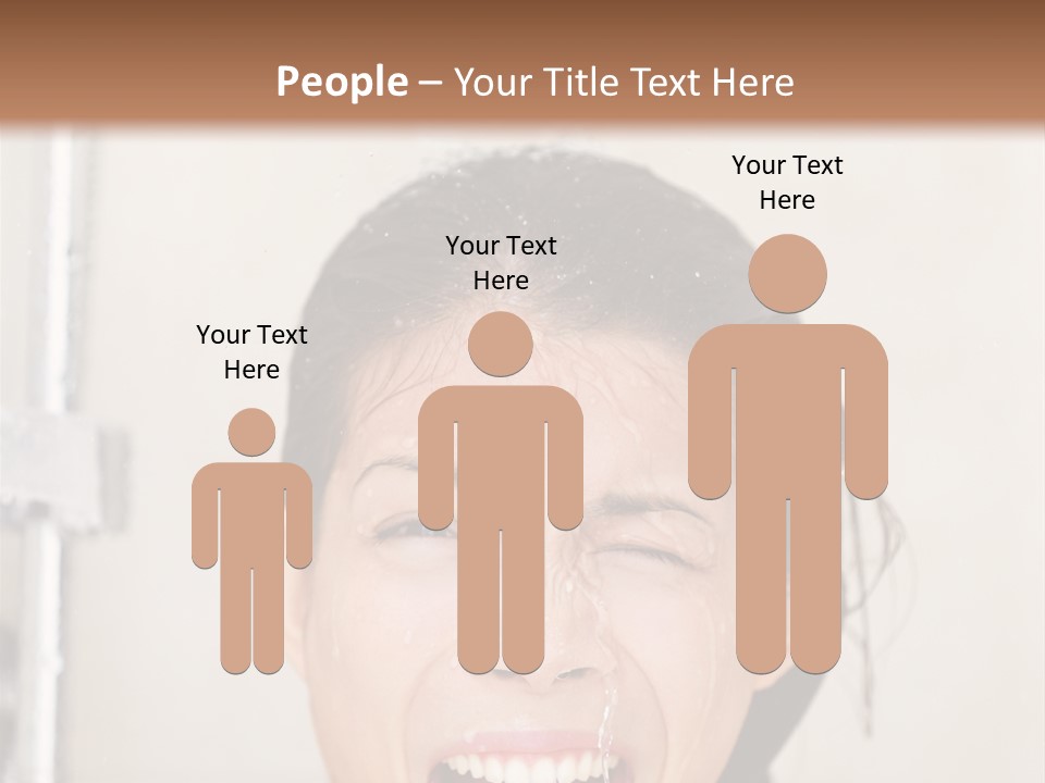 A Woman Taking A Shower With Her Mouth Open PowerPoint Template