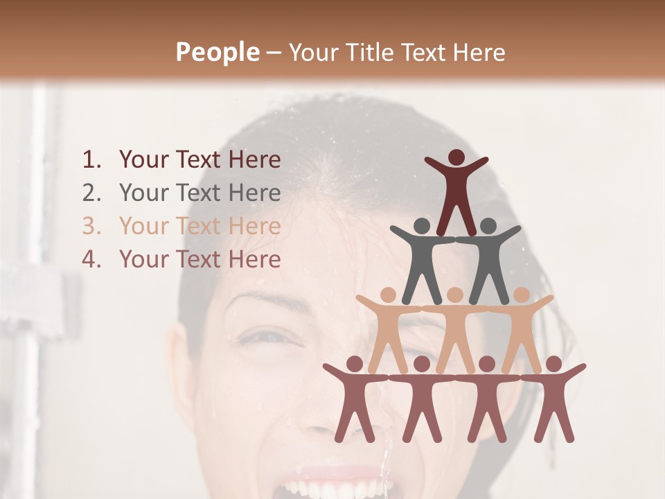 A Woman Taking A Shower With Her Mouth Open PowerPoint Template