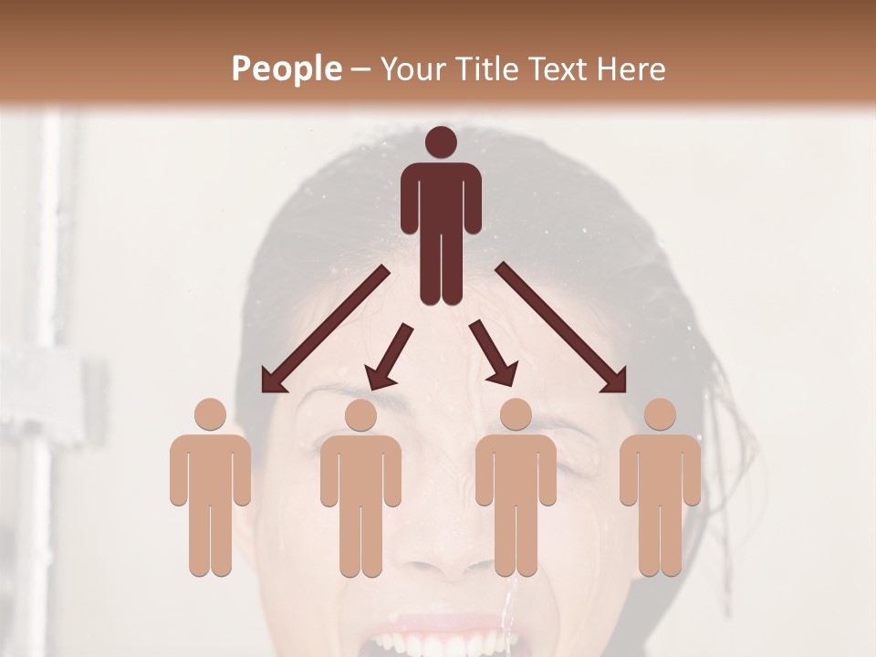 A Woman Taking A Shower With Her Mouth Open PowerPoint Template