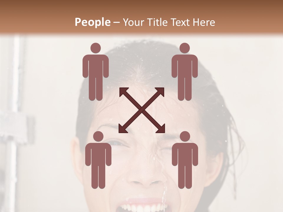 A Woman Taking A Shower With Her Mouth Open PowerPoint Template