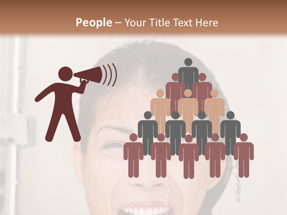 A Woman Taking A Shower With Her Mouth Open PowerPoint Template