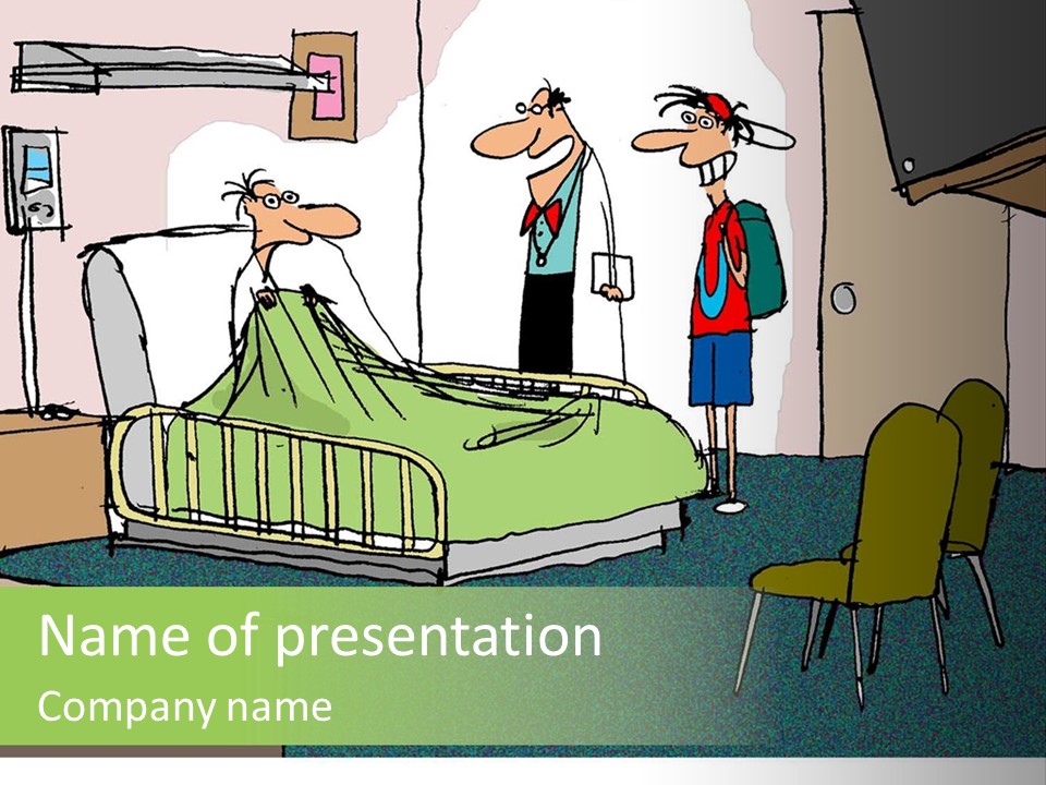 A Cartoon Of A Hospital Room With A Nurse And A Patient PowerPoint Template