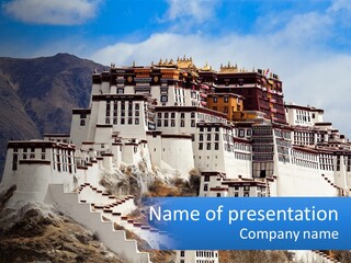 A Large White Building On Top Of A Mountain PowerPoint Template