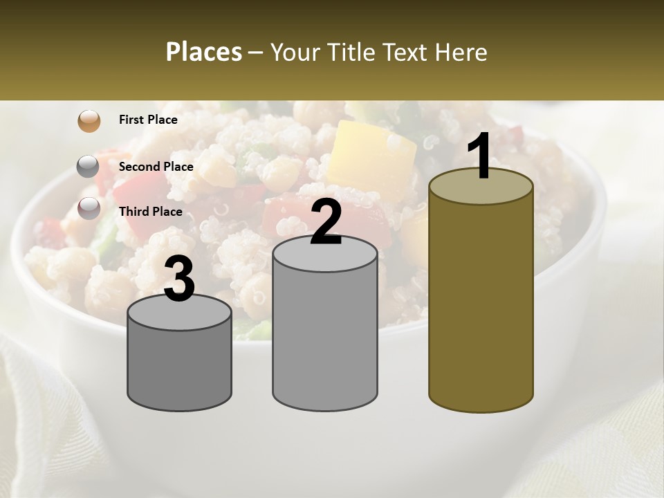 A White Bowl Filled With Rice And Veggies PowerPoint Template