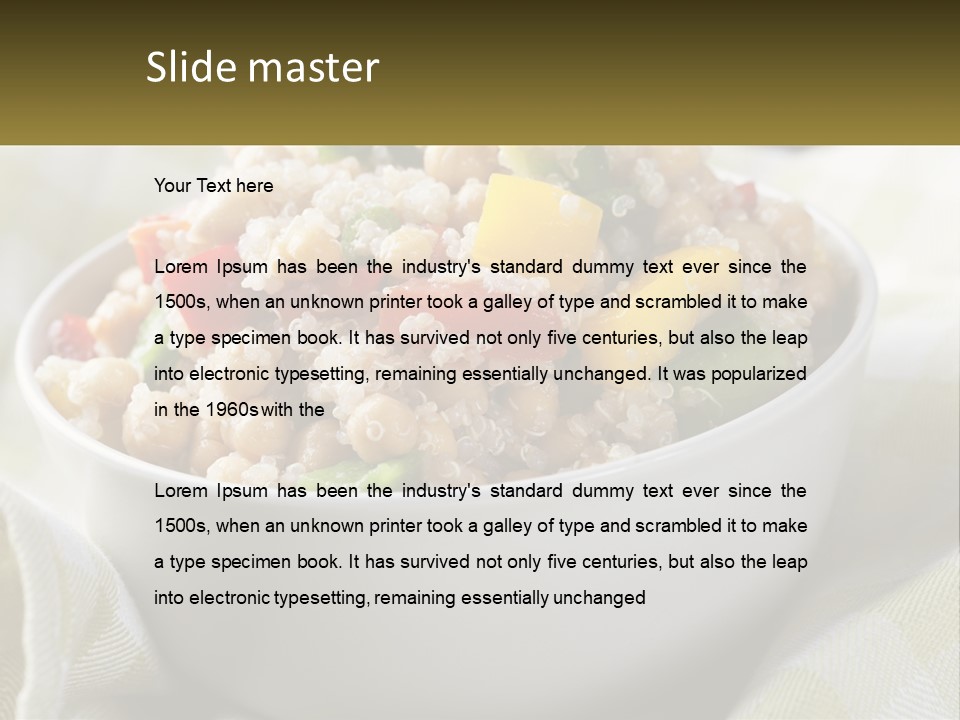 A White Bowl Filled With Rice And Veggies PowerPoint Template